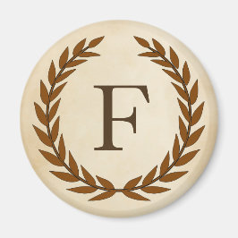 Laurel Wreath on Parchment Monogram Initial F Magnet