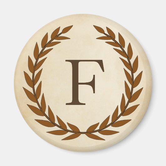 Laurel Wreath on Parchment Monogram Initial F Magnet (Vorne)