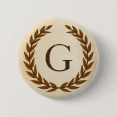 Laurel Wreath on Parchment Monogram Initial G Button (Vorderseite)