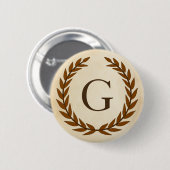 Laurel Wreath on Parchment Monogram Initial G Button (Vorne & Hinten)