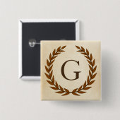 Laurel Wreath on Parchment Monogram Initial G Button (Vorne & Hinten)