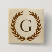 Laurel Wreath on Parchment Monogram Initial G Button (Vorderseite)