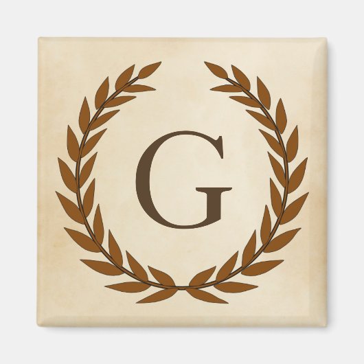 Laurel Wreath on Parchment Monogram Initial G Magnet (Vorne)
