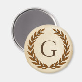 Laurel Wreath on Parchment Monogram Initial G Magnet (Vorderseite/Rückseite)