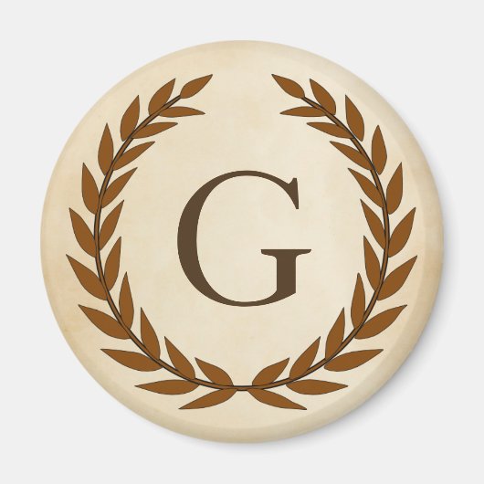 Laurel Wreath on Parchment Monogram Initial G Magnet (Vorne)
