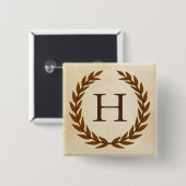 Laurel Wreath on Parchment Monogram Initial H Button (Vorne & Hinten)