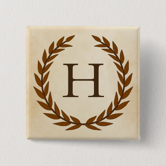 Laurel Wreath on Parchment Monogram Initial H Button (Vorderseite)