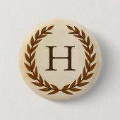 Laurel Wreath on Parchment Monogram Initial H Button (Vorderseite)