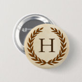 Laurel Wreath on Parchment Monogram Initial H Button (Vorne & Hinten)