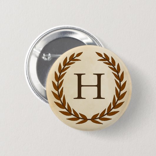 Laurel Wreath on Parchment Monogram Initial H Button (Vorne & Hinten)