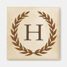 Laurel Wreath on Parchment Monogram Initial H Magnet