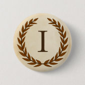 Laurel Wreath on Parchment Monogram Initial I Button (Vorderseite)
