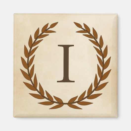 Laurel Wreath on Parchment Monogram Initial I Magnet (Vorne)