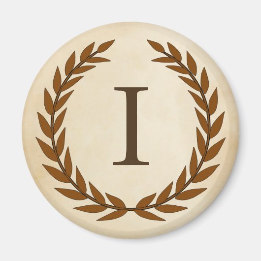 Laurel Wreath on Parchment Monogram Initial I Magnet (Vorne)