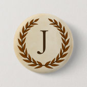 Laurel Wreath on Parchment Monogram Initial J Button (Vorderseite)