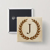 Laurel Wreath on Parchment Monogram Initial J Button (Vorne & Hinten)