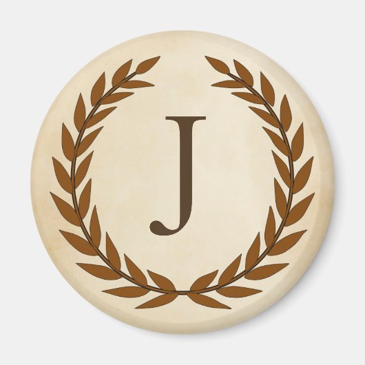 Laurel Wreath on Parchment Monogram Initial J Magnet (Vorne)