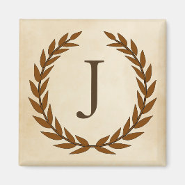 Laurel Wreath on Parchment Monogram Initial J Magnet