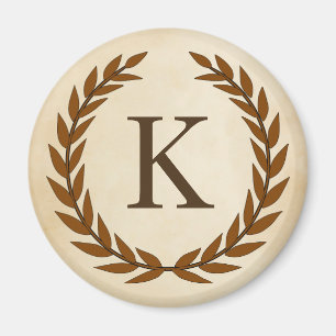 Laurel Wreath on Parchment Monogram Initial K Magnet
