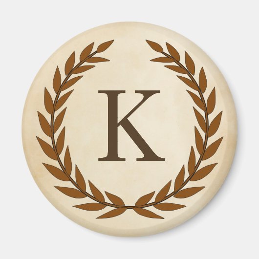 Laurel Wreath on Parchment Monogram Initial K Magnet (Vorne)