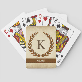 Laurel Wreath on Parchment Monogram Initial K Spielkarten