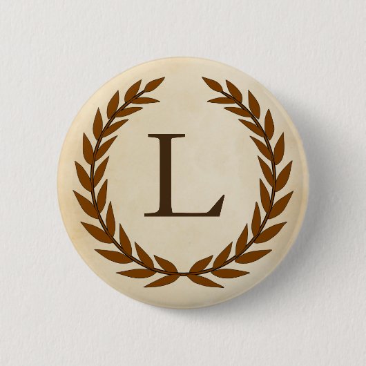 Laurel Wreath on Parchment Monogram Initial L Button (Vorderseite)