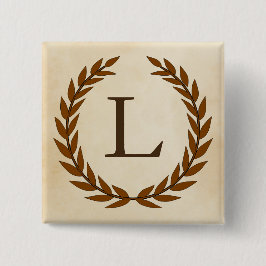 Laurel Wreath on Parchment Monogram Initial L Button