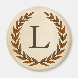 Laurel Wreath on Parchment Monogram Initial L Magnet