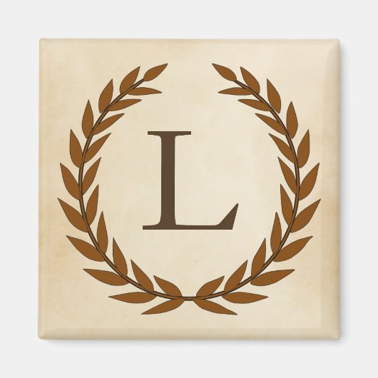 Laurel Wreath on Parchment Monogram Initial L Magnet (Vorne)