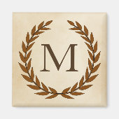 Laurel Wreath on Parchment Monogram Initial Magnet (Vorne)