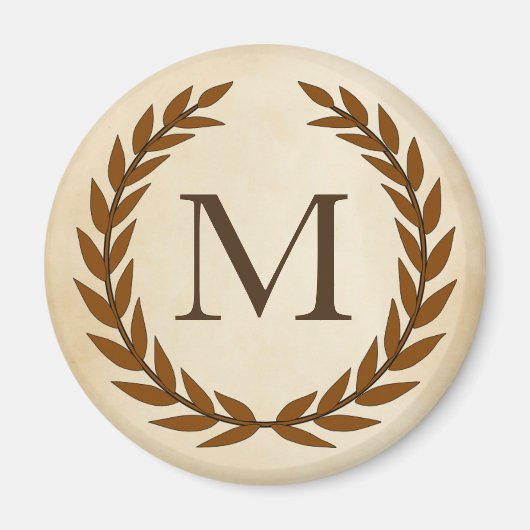 Laurel Wreath on Parchment Monogram Initial Magnet (Vorne)