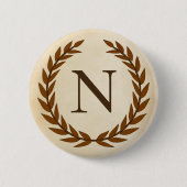 Laurel Wreath on Parchment Monogram Initial N Button (Vorderseite)