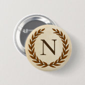 Laurel Wreath on Parchment Monogram Initial N Button (Vorne & Hinten)