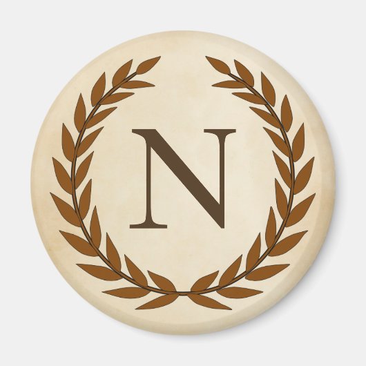 Laurel Wreath on Parchment Monogram Initial N Magnet (Vorne)