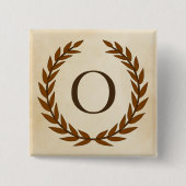 Laurel Wreath on Parchment Monogram Initial O Button (Vorderseite)