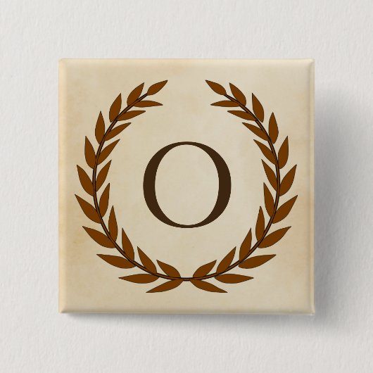 Laurel Wreath on Parchment Monogram Initial O Button (Vorderseite)