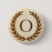 Laurel Wreath on Parchment Monogram Initial O Button (Vorderseite)