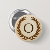 Laurel Wreath on Parchment Monogram Initial O Button (Vorne & Hinten)