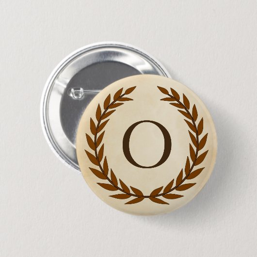 Laurel Wreath on Parchment Monogram Initial O Button (Vorne & Hinten)
