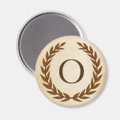 Laurel Wreath on Parchment Monogram Initial O Magnet (Vorderseite/Rückseite)