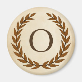 Laurel Wreath on Parchment Monogram Initial O Magnet