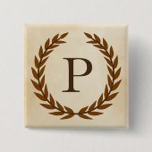 Laurel Wreath on Parchment Monogram Initial P Button (Vorderseite)