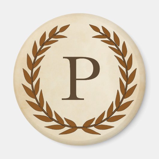 Laurel Wreath on Parchment Monogram Initial P Magnet (Vorne)