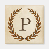 Laurel Wreath on Parchment Monogram Initial P Magnet (Vorne)