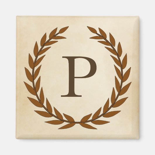 Laurel Wreath on Parchment Monogram Initial P Magnet (Vorne)