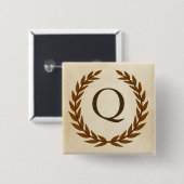 Laurel Wreath on Parchment Monogram Initial Q Button (Vorne & Hinten)