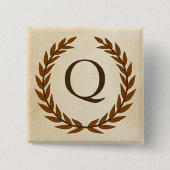 Laurel Wreath on Parchment Monogram Initial Q Button (Vorderseite)