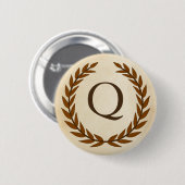 Laurel Wreath on Parchment Monogram Initial Q Button (Vorne & Hinten)