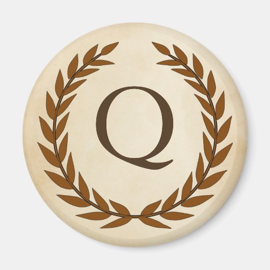 Laurel Wreath on Parchment Monogram Initial Q Magnet (Vorne)