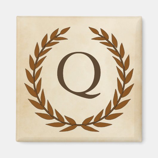 Laurel Wreath on Parchment Monogram Initial Q Magnet (Vorne)